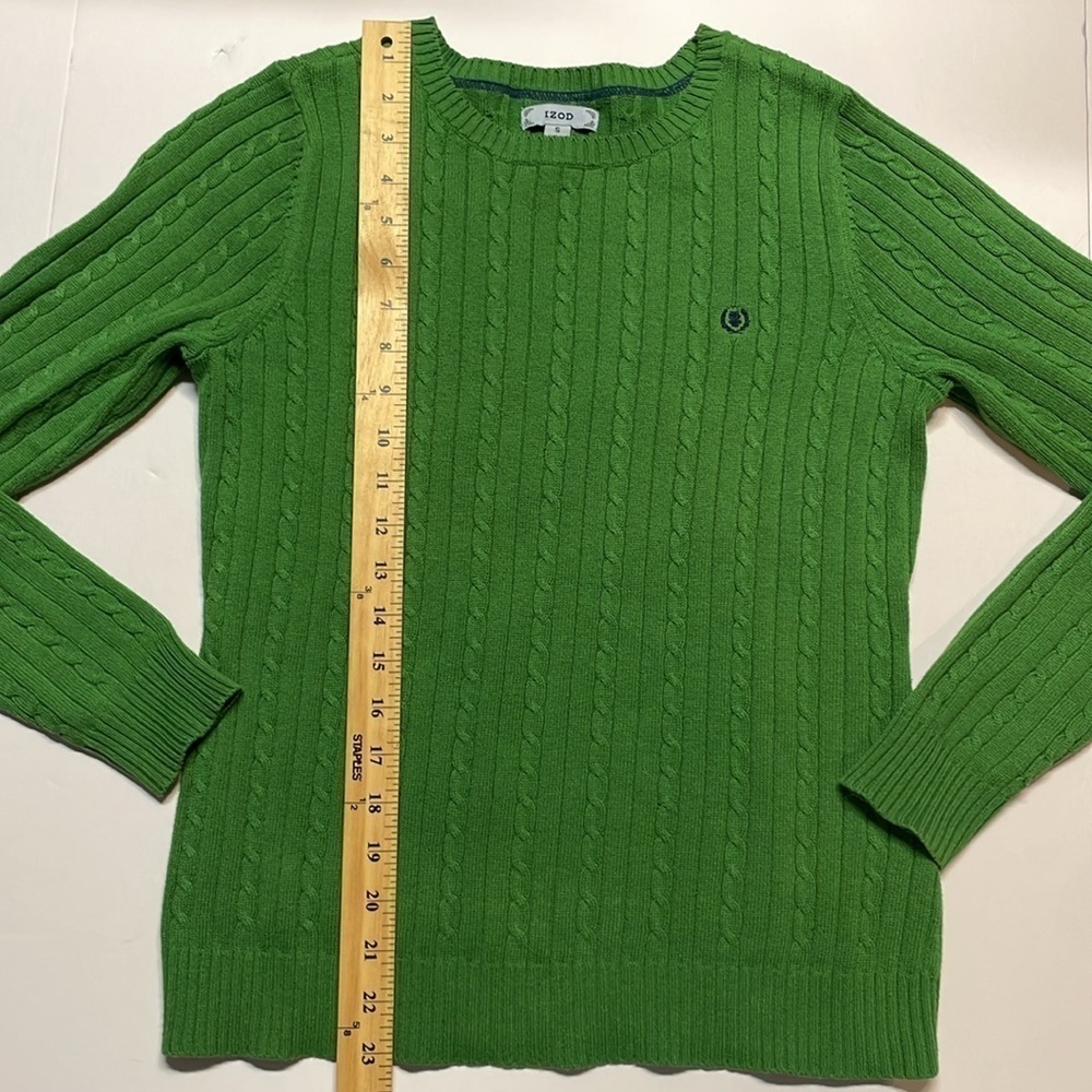 Izod women’s green cable knit long sleeve crewneck sweater. Size S. - Picture 5 of 7